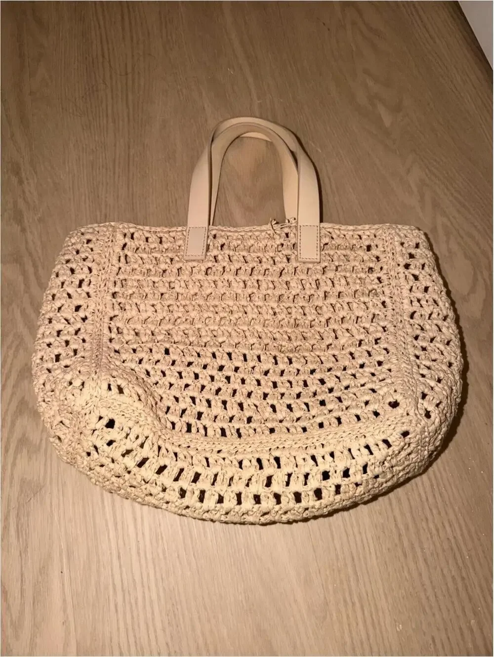 Anine Bing Cream Crochet mini Tote Bag